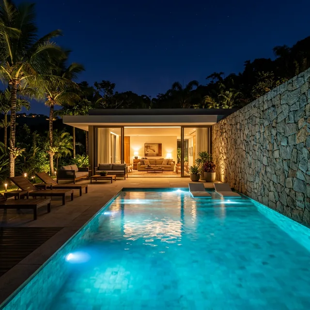 Foto 2 de Casa Moderna com Piscina e Jardim Tropical